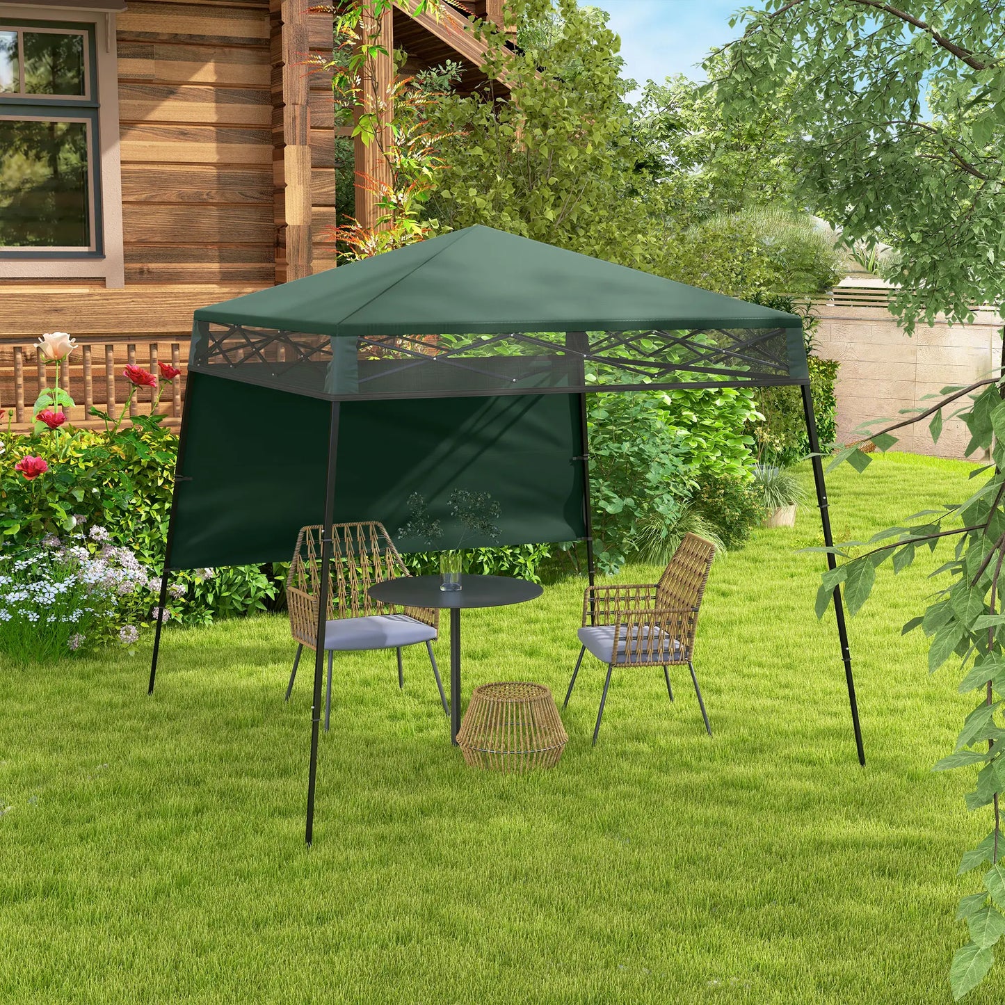 7' x 7' Pop Up Canopy Gazebo Tent, Adjustable Legs, Green Pop Up Canopies at Gallery Canada