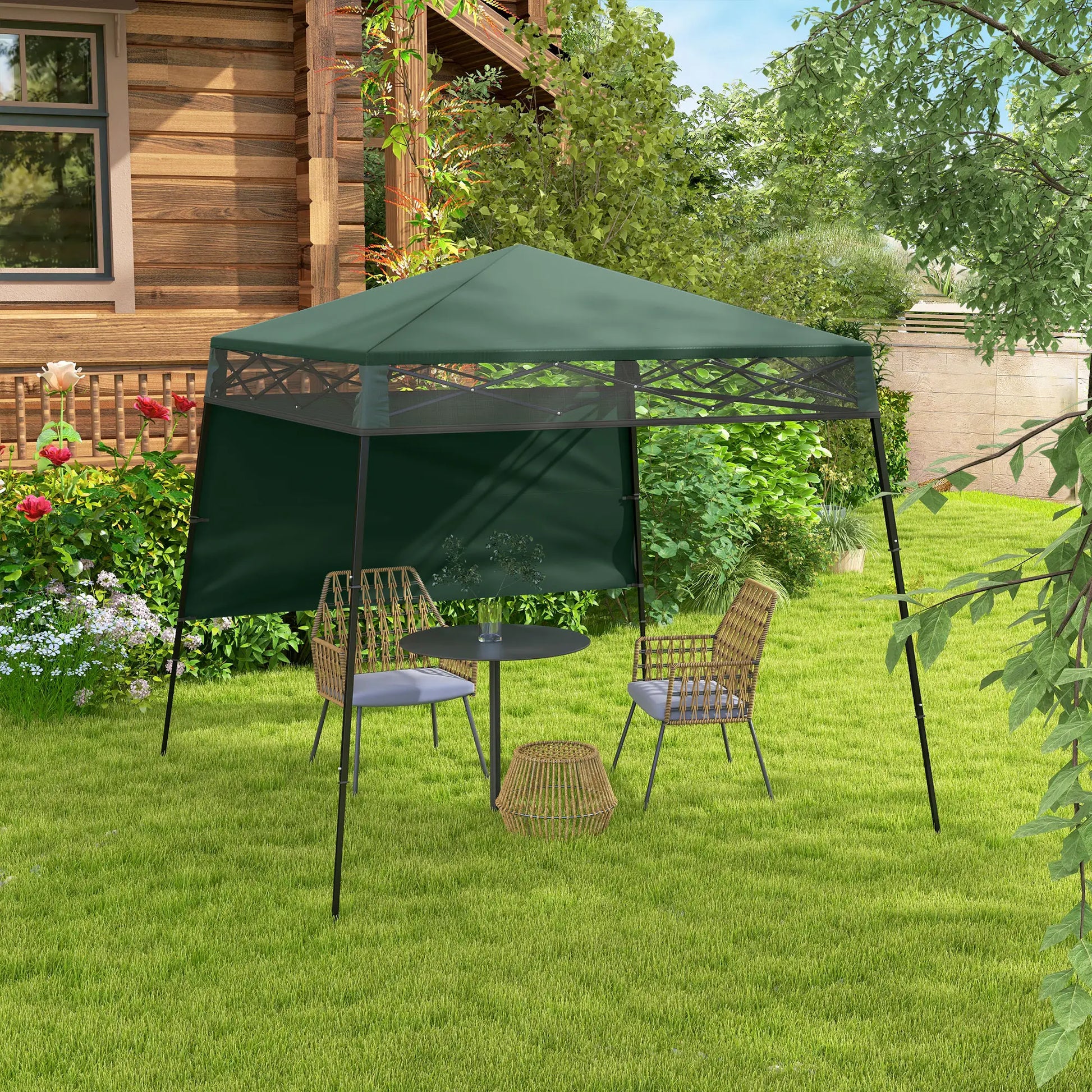 7' x 7' Pop Up Canopy Gazebo Tent, Adjustable Legs, Green Pop Up Canopies at Gallery Canada