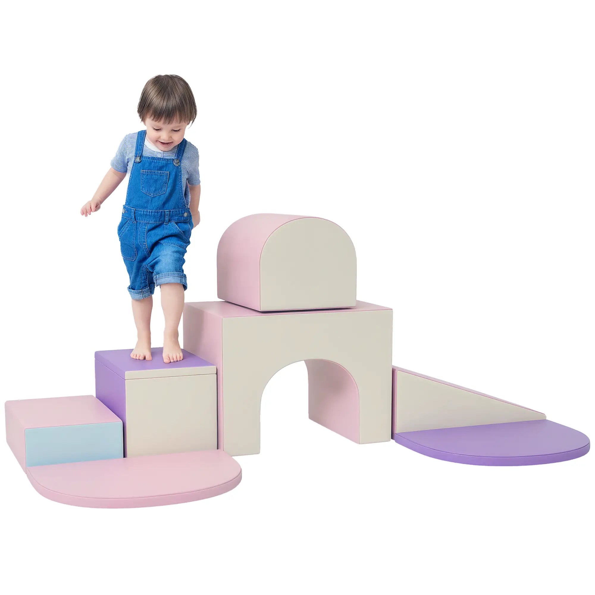 7 Piece Indoor Soft Play Set, Toddler Climb and Crawl, Pink/Purple Baby Gym & Playmats at Gallery Canada