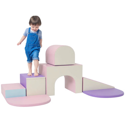 7 Piece Indoor Soft Play Set, Toddler Climb and Crawl, Pink/Purple Baby Gym & Playmats at Gallery Canada