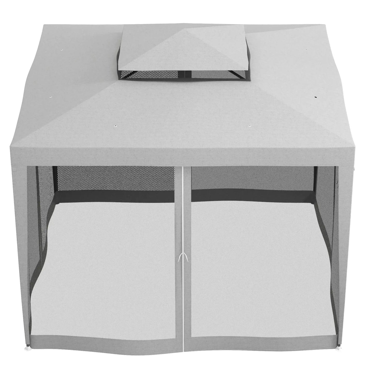10' x 10' Outdoor Canopy Tent, Mesh Netting, Double Tier Roof, Grey Gazebos at Gallery Canada