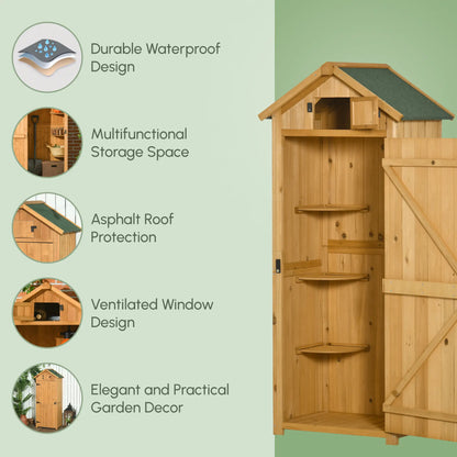 30" x 21" x 71" Garden Storage Shed, Outdoor Tool House, 3 Tier Shelves, Brown Sheds at Gallery Canada