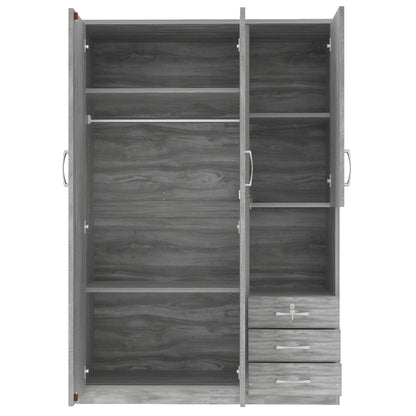 Wooden Wardrobe with Shelves, 3 Drawers, Hanging Rod, 47" L x 20" W x 69" H, Grey Clothing Storage at Gallery Canada