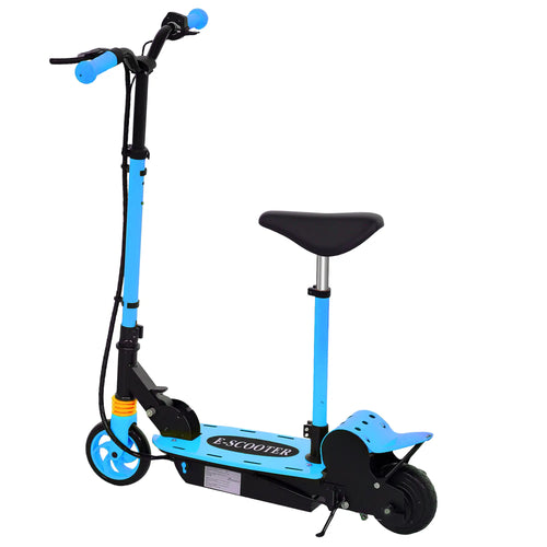 Foldable Electric Scooter for Kids, Seat, 2 Heights, 6km Range, 12km/h, Blue