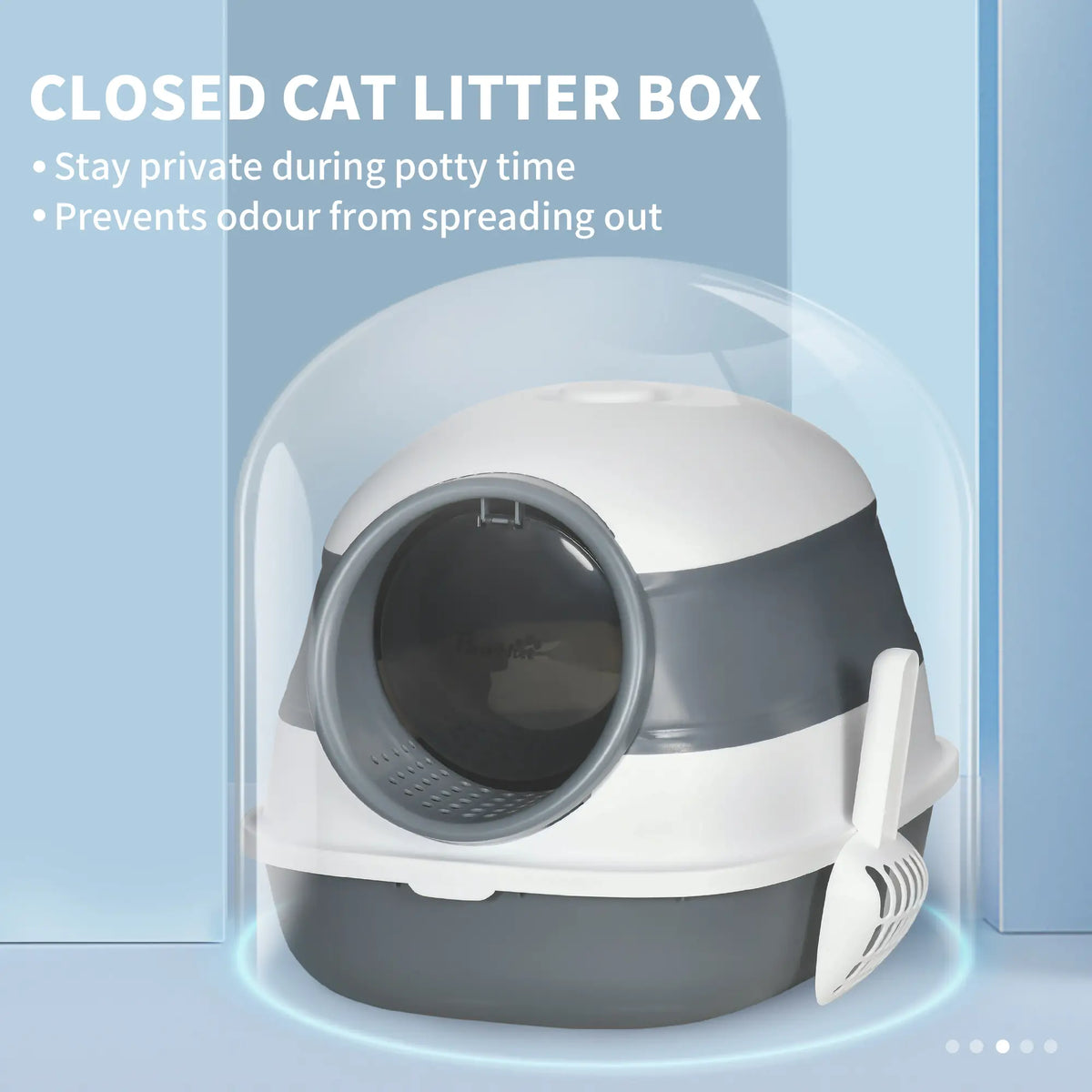 Foldable Cat Litter Box with Lid, Covered, White and Grey Cat Litter Box Enclosures at Gallery Canada