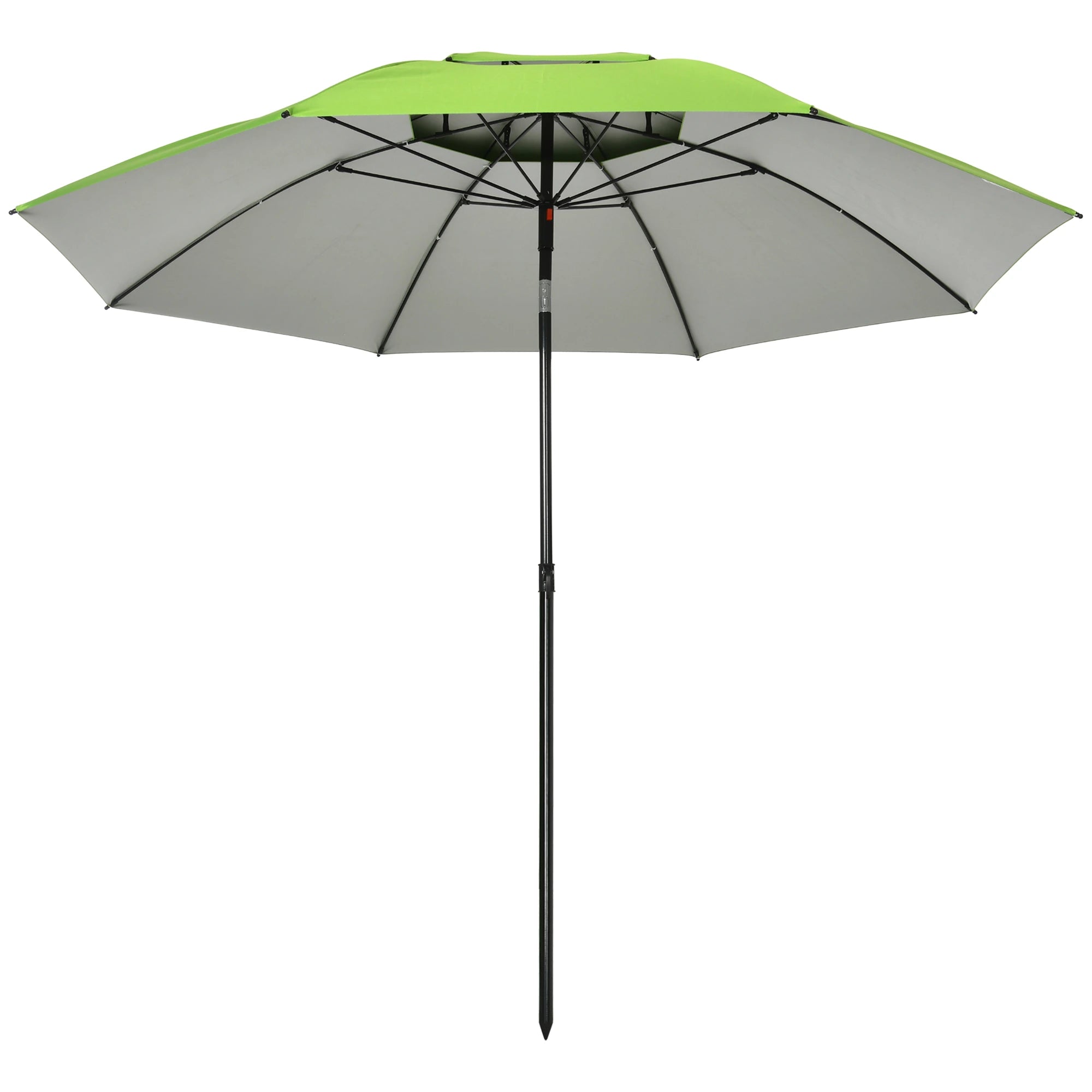 6.6ft Arched Beach Umbrella, Adjustable, Steel Frame, UV30+, Green Beach Umbrellas Green at Gallery Canada
