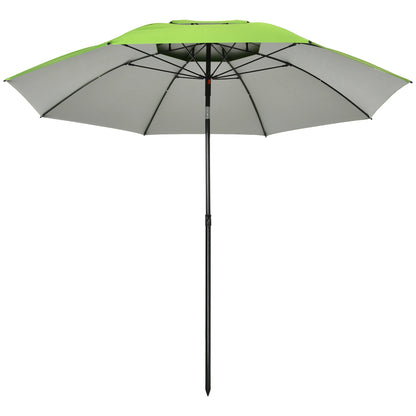 6.6ft Arched Beach Umbrella, Adjustable, Steel Frame, UV30+, Green Beach Umbrellas Green at Gallery Canada