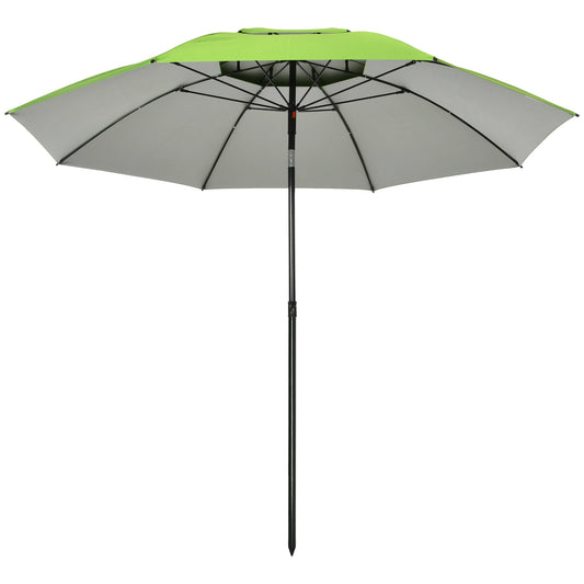6.6ft Arched Beach Umbrella, Adjustable, Steel Frame, UV30+, Green Beach Umbrellas Green at Gallery Canada