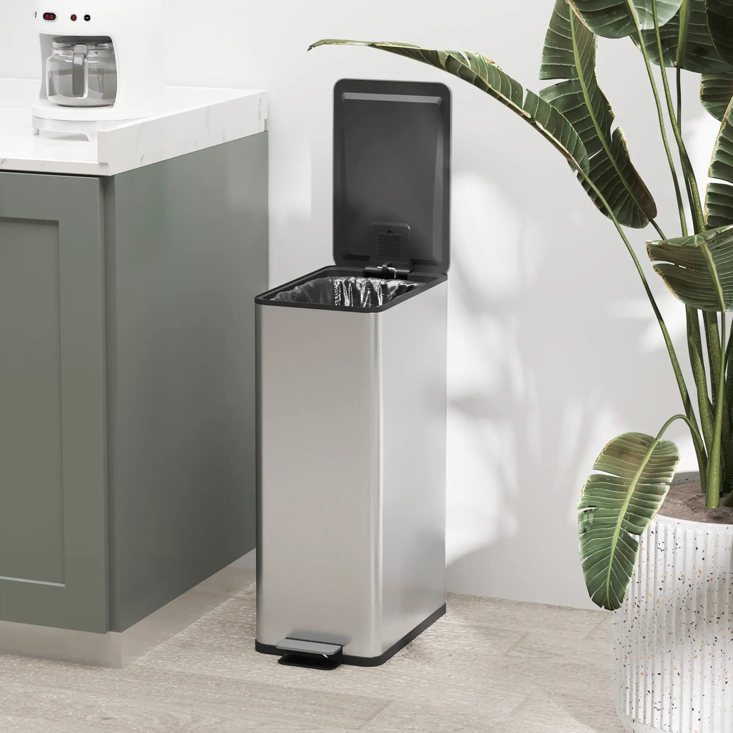 5.3 Gallon Stainless Steel Garbage Can, Soft-Close Lid, Foot Pedal, Silver Household Supplies at Gallery Canada
