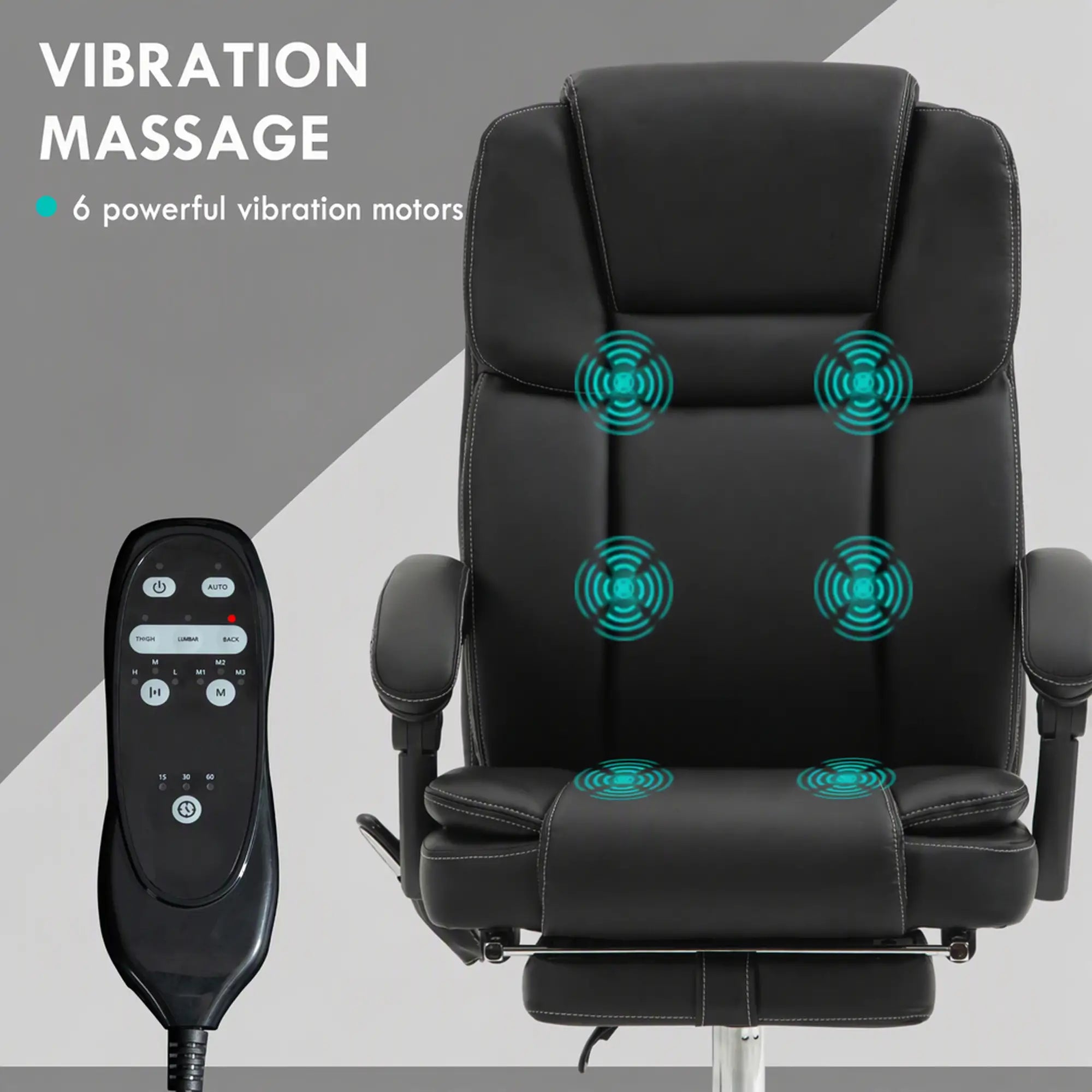 Massage Office Chair, Reclining Executive Chair with Vibration, Footrest, High Back, Black Massage Chairs at Gallery Canada
