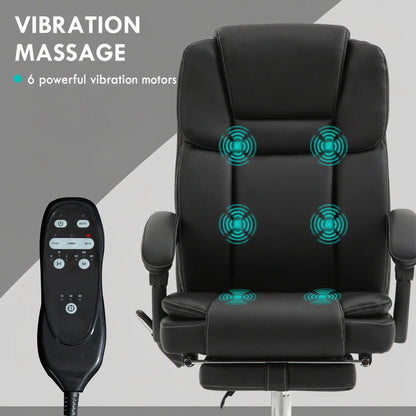 Massage Office Chair, Reclining Executive Chair with Vibration, Footrest, High Back, Black Massage Chairs at Gallery Canada