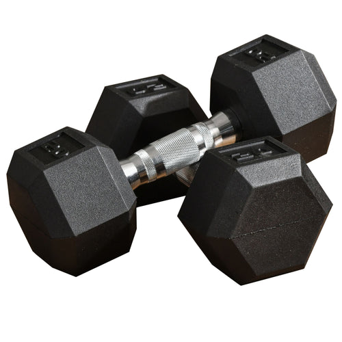 Rubber Dumbbells Weight Set, Total 40lbs(20lbs Each) Dumbbell Hand Weight for Body Fitness Training for Home Office Gym, Black