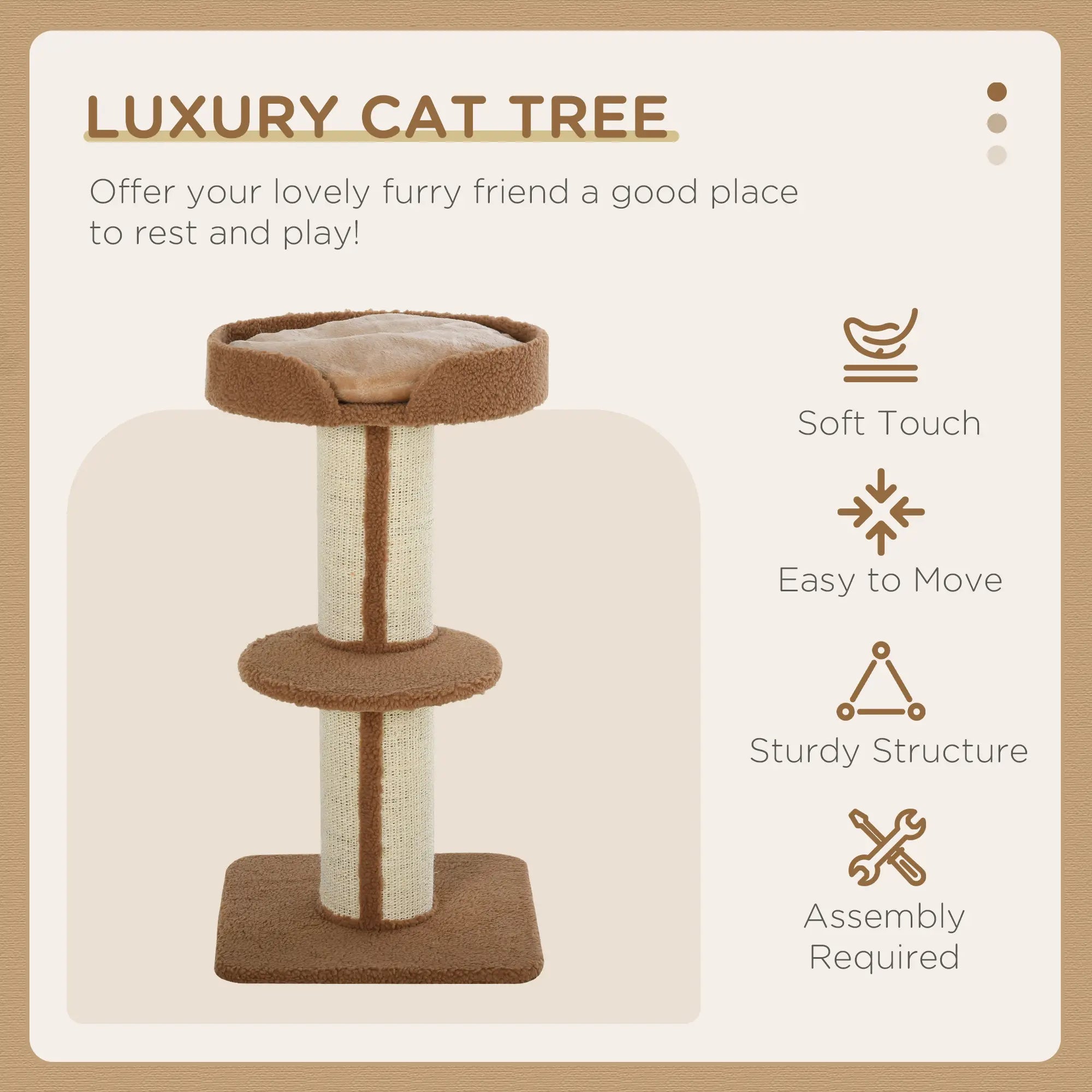 Cat Tree with Scratching Post, Bed, Cushion, Perch, 18