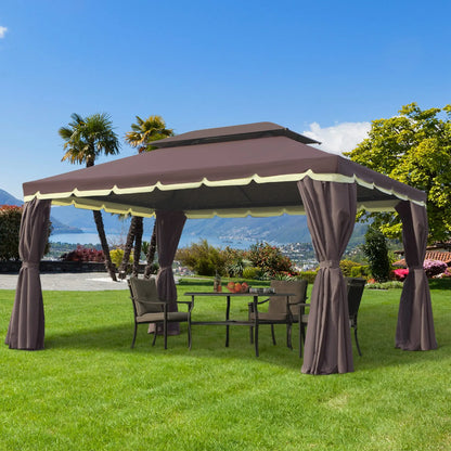 10 x 13ft Aluminum Gazebo, Double Tier Canopy, Netting, Curtains, Coffee Gazebos at Gallery Canada