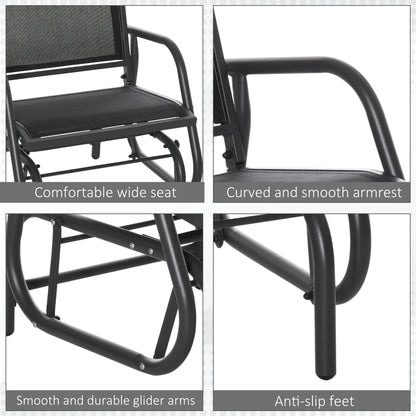 Patio Glider, Breathable Mesh Seat, Metal Frame, Black Outdoor Gliders at Gallery Canada