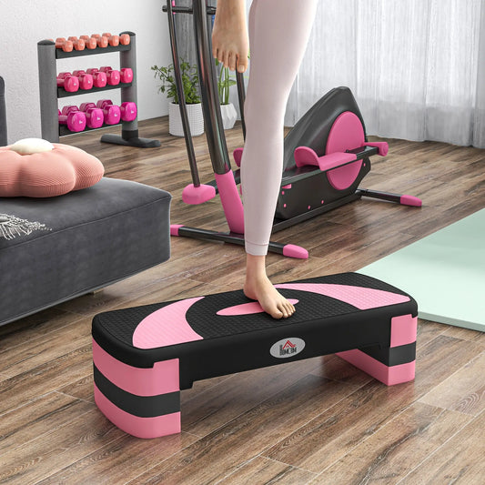 Adjustable Aerobic Stepper, Exercise Platform, 4"-6"-8", Pink Aerobic Equipment Pink, Black at Gallery Canada