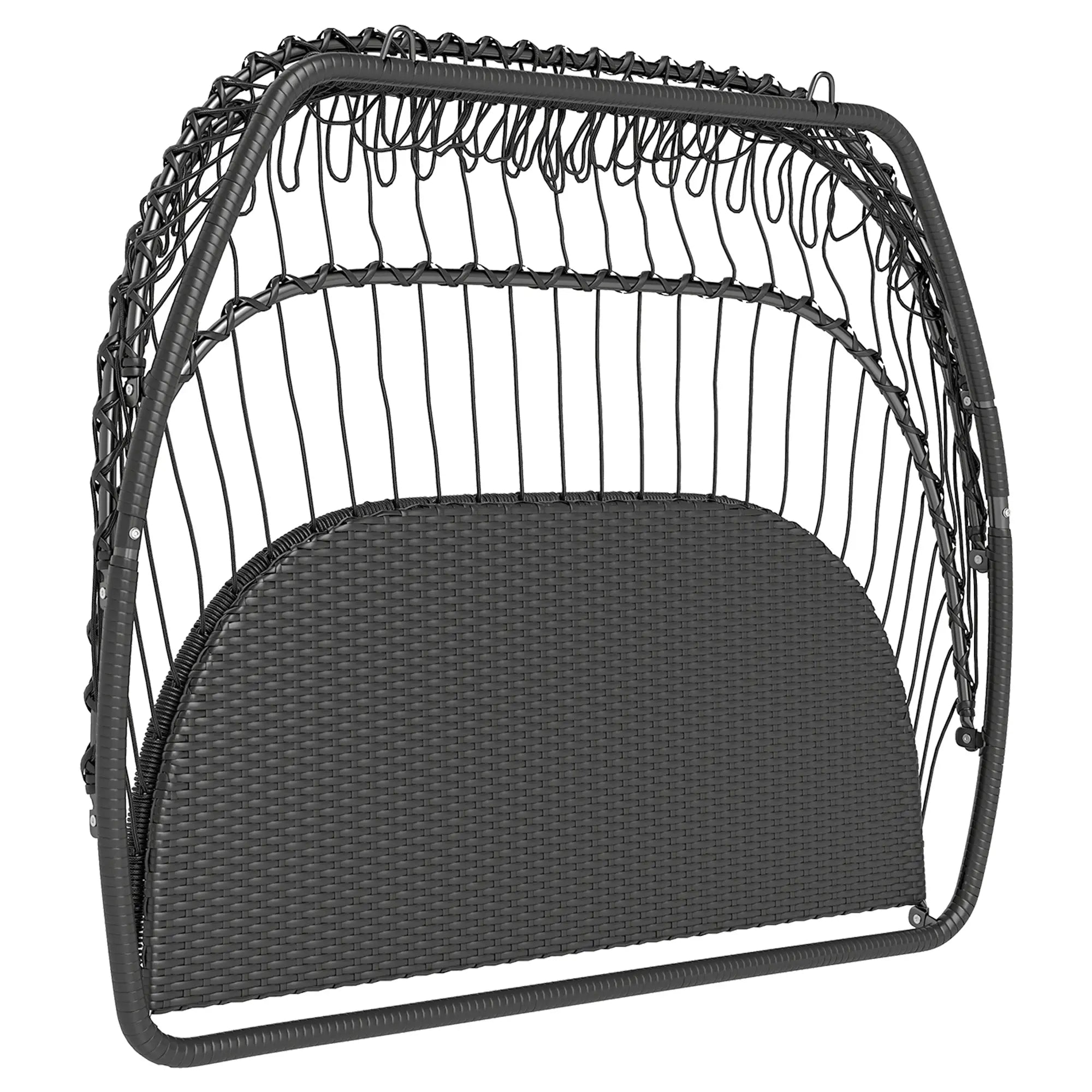 Double Wicker Egg Swing Chair, Foldable with Stand, UV Resistant Cushion, Cream White Patio Swings with Stand at Gallery Canada