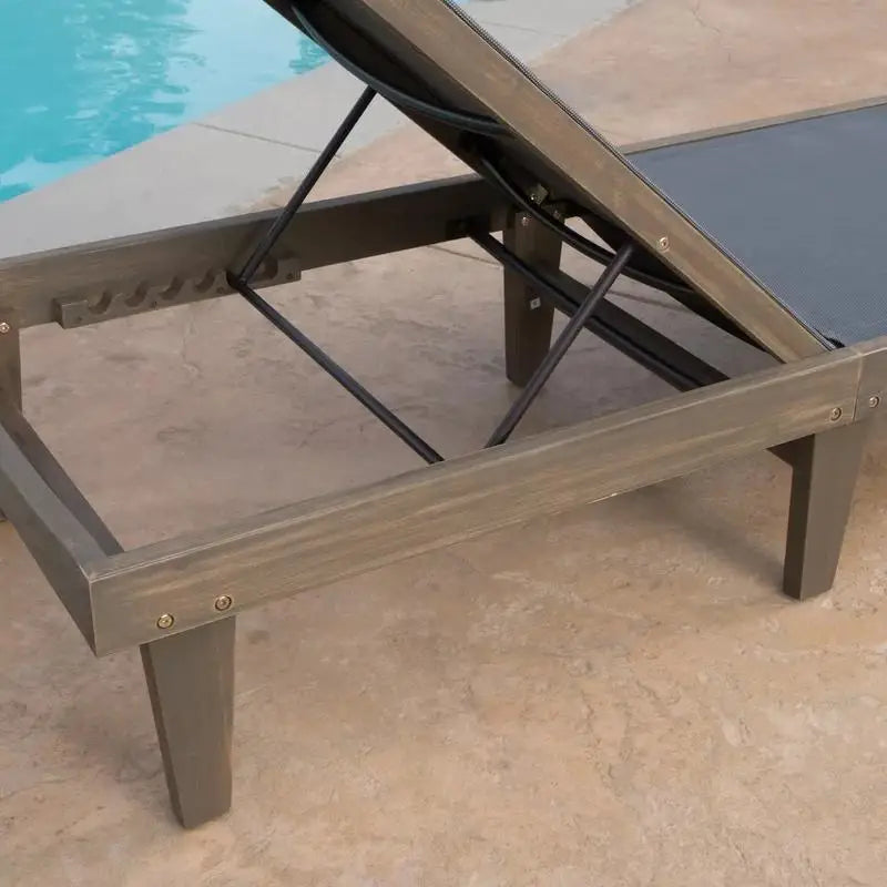 Acacia Chaise Lounge, Adjustable Backrest, Foldable Legs, 78