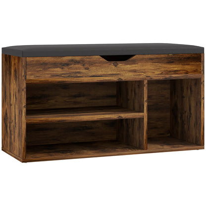 Shoe Bench with Padded Cushion, Hidden Storage, Rustic Brown Shoe Storage Cabinets & Racks Rustic Brown at Gallery Canada
