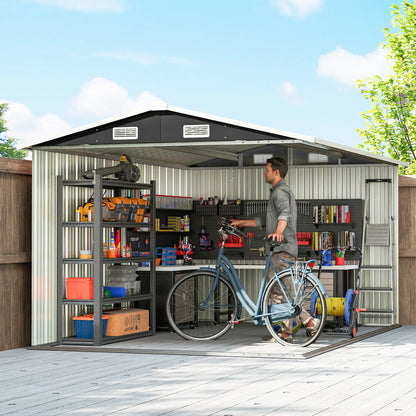 10' x 10' Metal Shed, Heavy Duty Outdoor Storage, Dark Grey Sheds at Gallery Canada