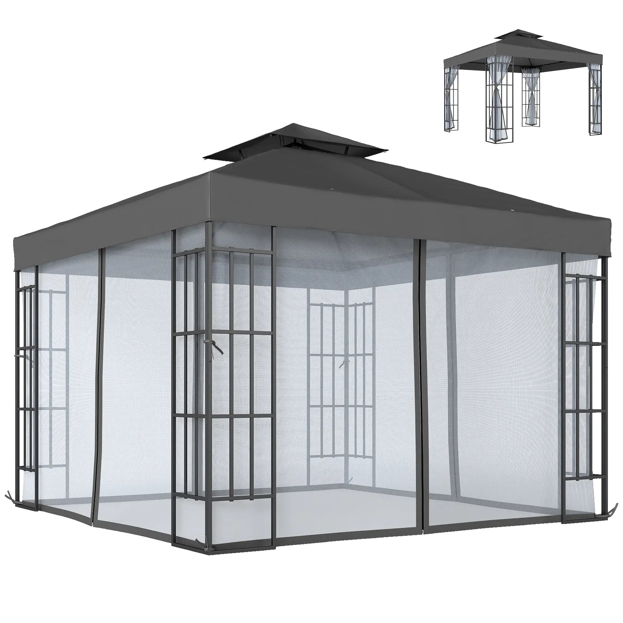 10'x10' Garden Gazebo, Portable Patio Canopy, Dark Grey Gazebos at Gallery Canada