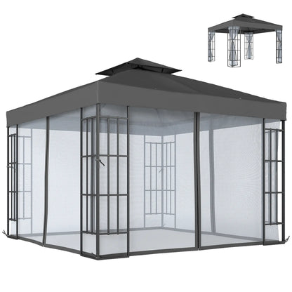 10'x10' Garden Gazebo, Portable Patio Canopy, Dark Grey Gazebos at Gallery Canada