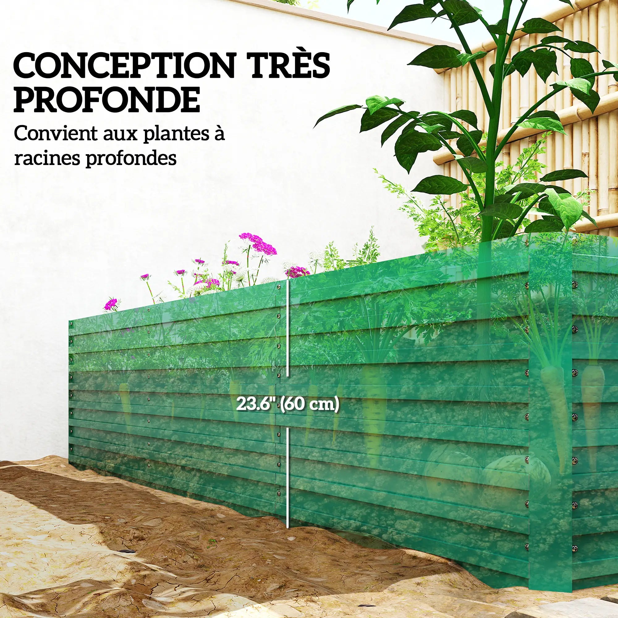 8' x 4' x 2' Raised Garden Bed, Galvanized Planter Box, Green Raised Garden Beds at Gallery Canada