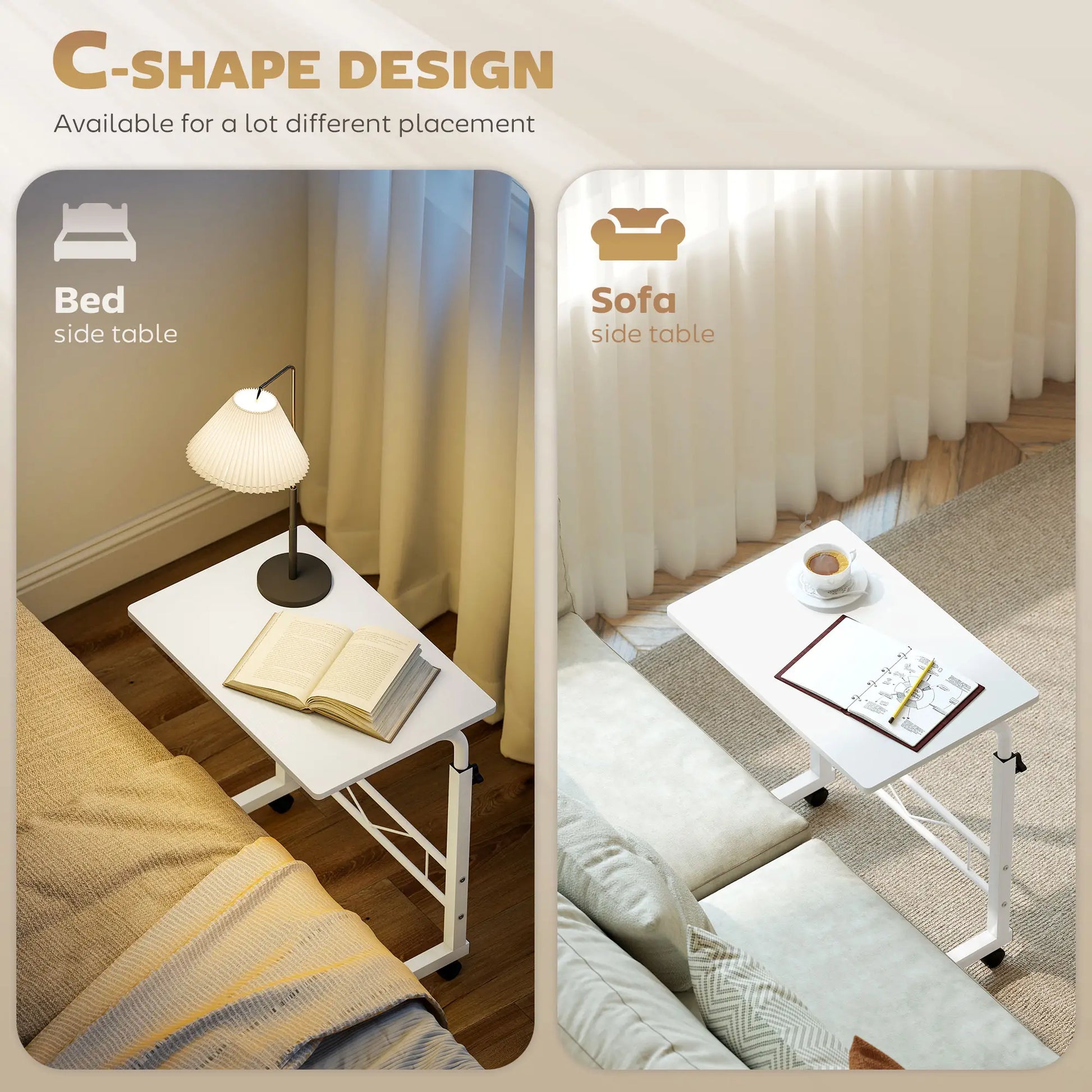 Mobile Standing Desk, Adjustable Height, 23.5 Inch, White Side Tables at Gallery Canada