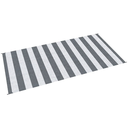 Reversible Outdoor RV Rug, Patio Floor Mat, 9' x 18', Grey & White Garden Decor Options at Gallery Canada