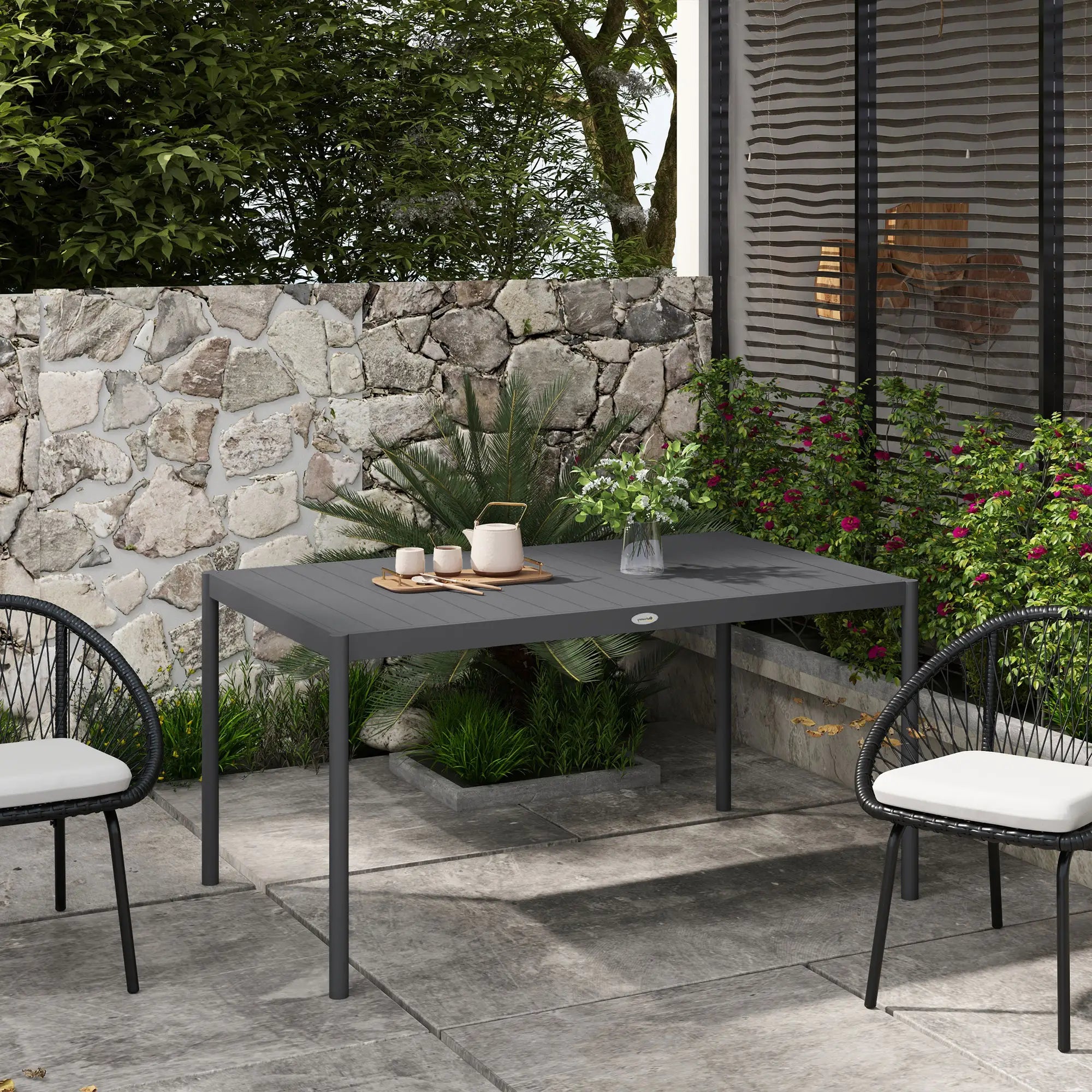 Outdoor Dining Table, Aluminum Frame, Garden Table, 57
