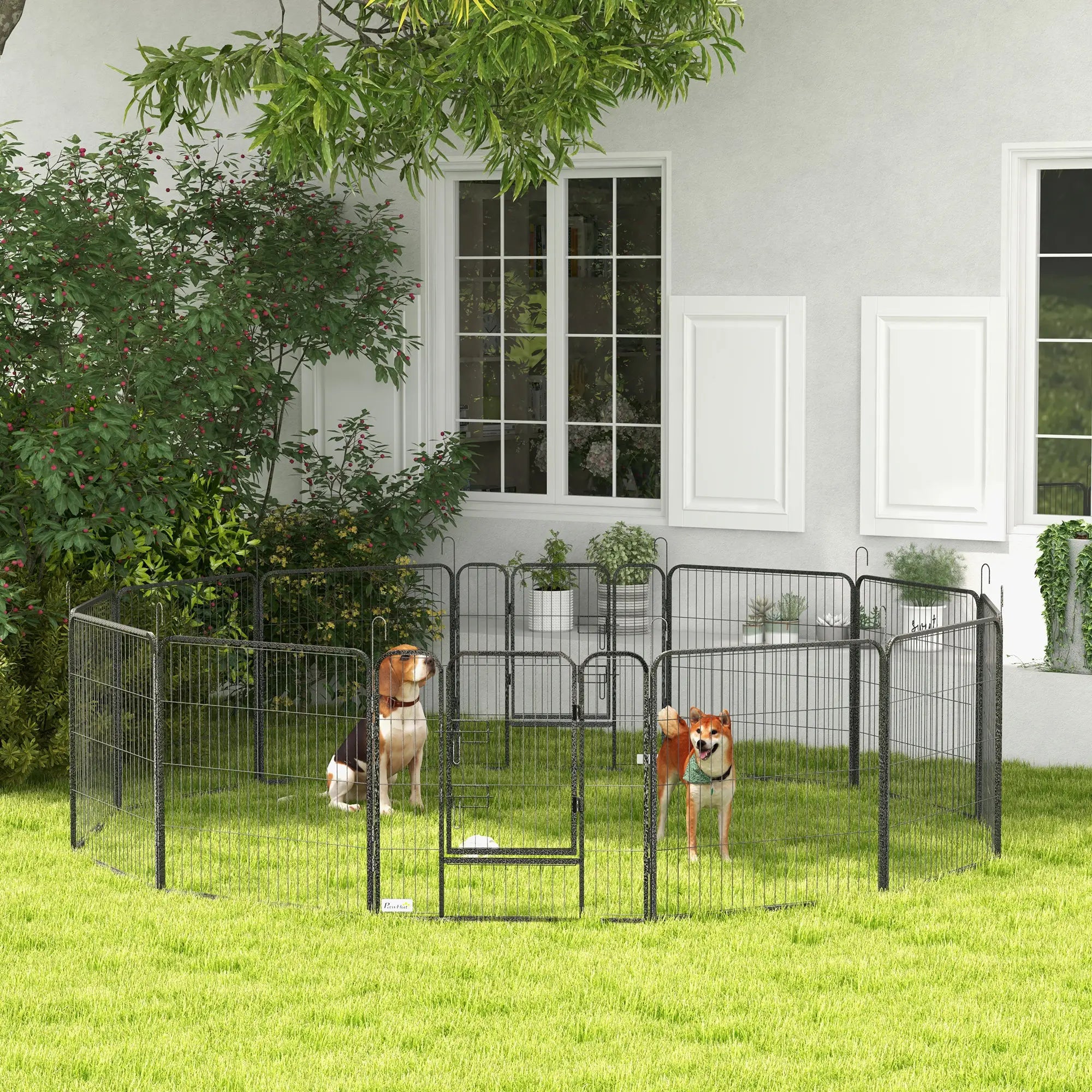 Dog Playpen with Gate, 12 Panels, 31.5