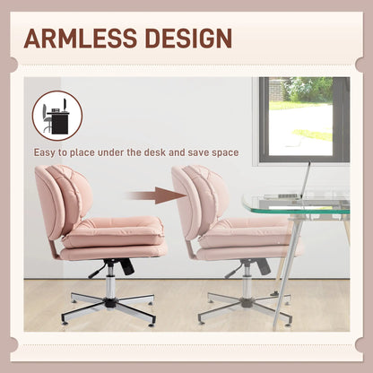 Criss Cross Chair, Armless Wide Office Chair, Tilting, No Wheels, Pink Task Chairs at Gallery Canada