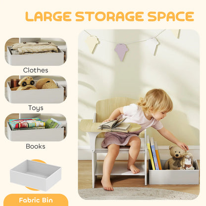 Ensemble de table et chaises pour enfants avec bac de rangement, âges 3-5, blanc