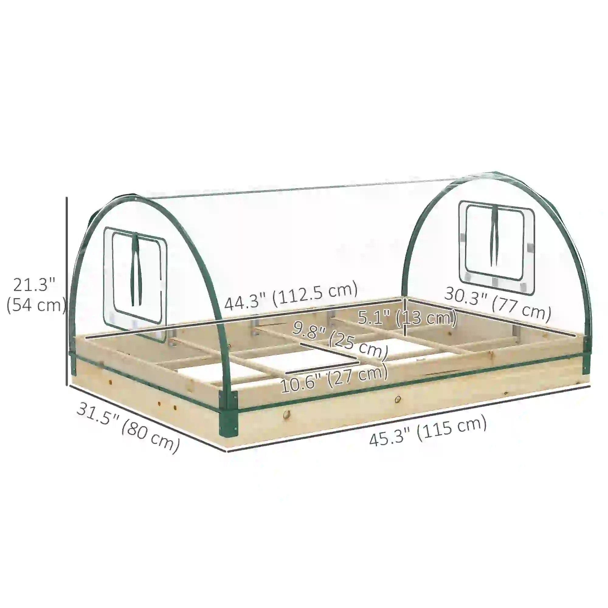 12 Pocket Raised Garden Bed, Greenhouse with Roll Up Windows, 4' x 3' x 2', Natural Wood Raised Garden Beds at Gallery Canada