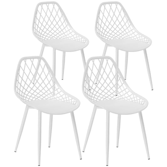 Modern Dining Chairs Set of 4, Plastic with Metal Legs, White Dining Chairs White at Gallery Canada