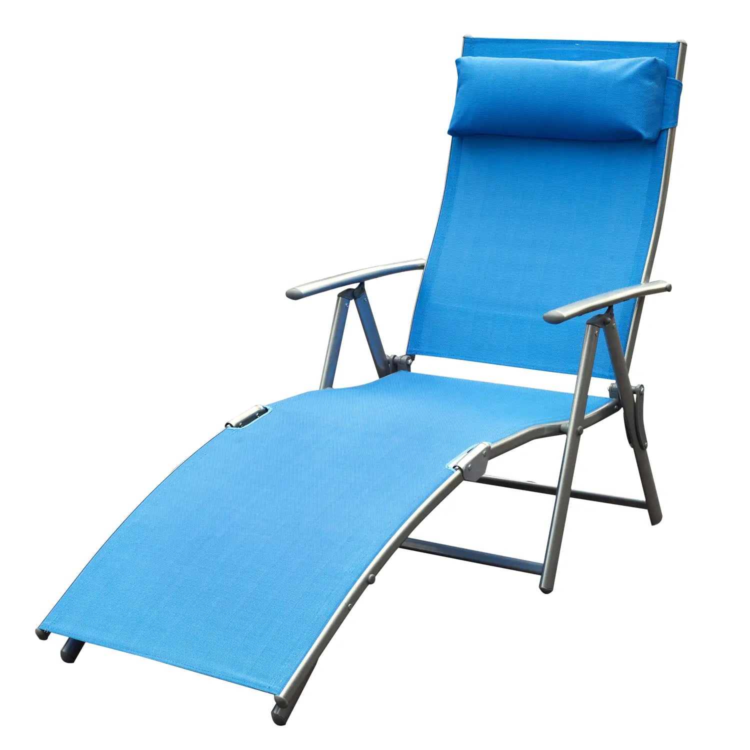 Heavy Duty Adjustable Folding Reclining Chair, Outdoor Sun Lounger, Blue Lounger Chairs at Gallery Canada