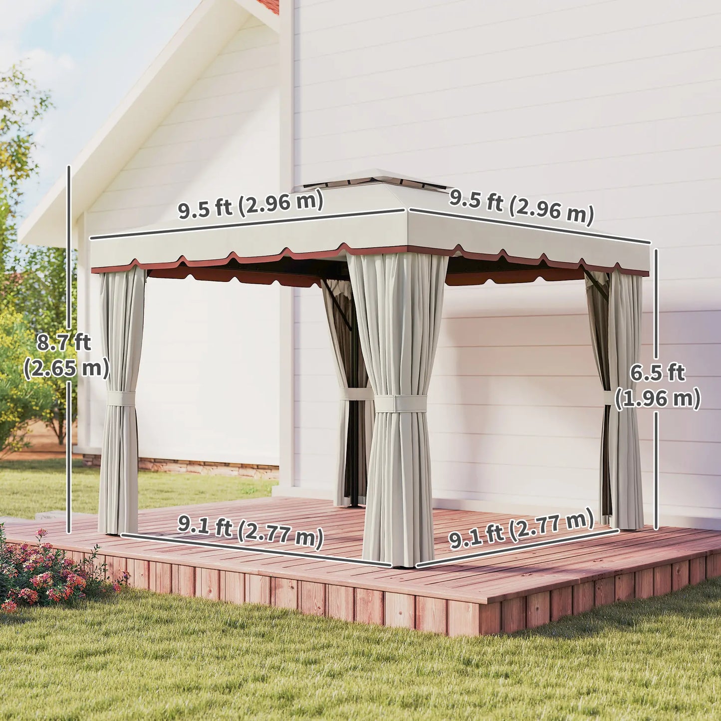 10' x 10' Outdoor Gazebo, Double Soft-Top, Cream White Gazebos at Gallery Canada