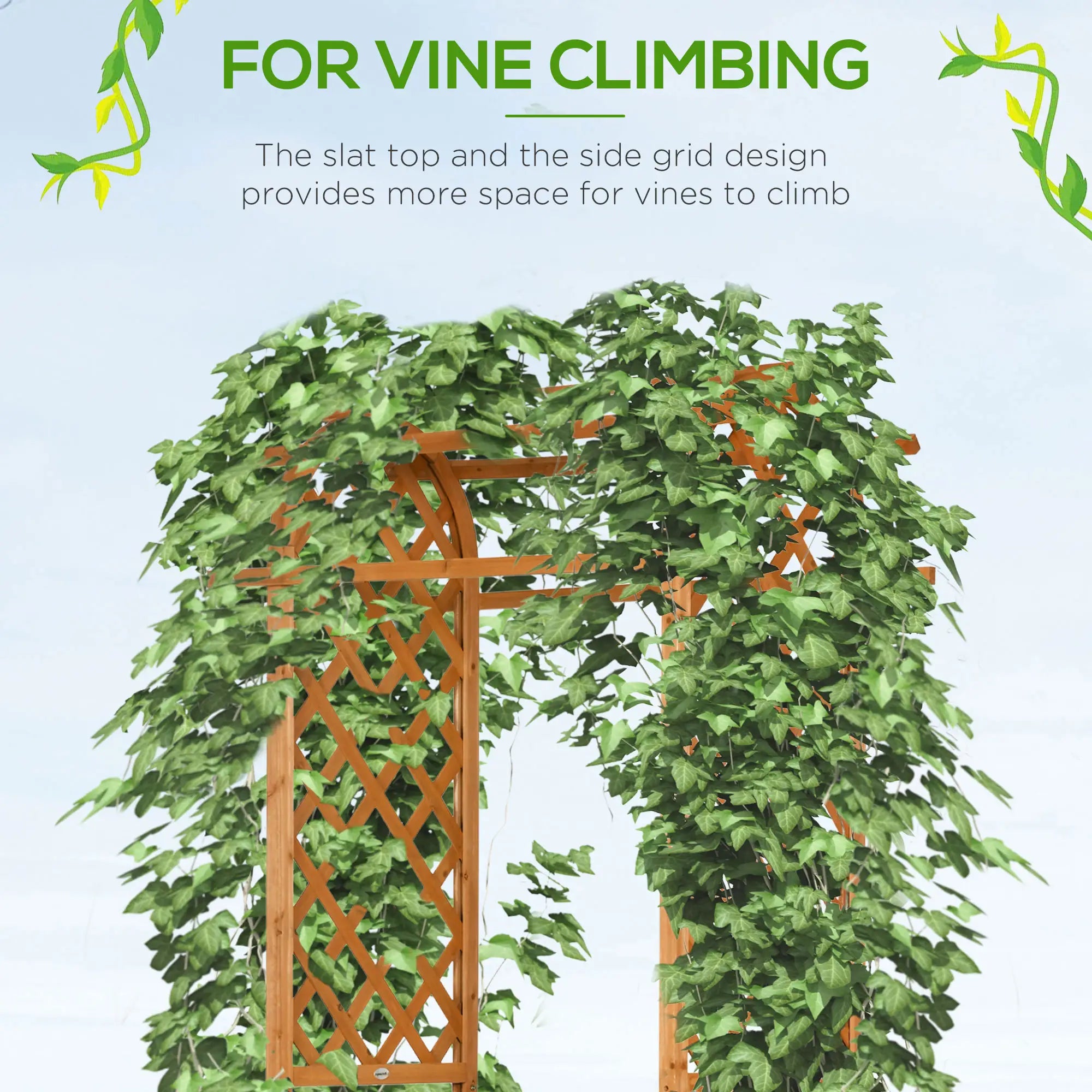 7.7FT Garden Arch, 2 Foldable Planter Boxes, Wooden Trellis Arbor, Brown Garden Arches at Gallery Canada