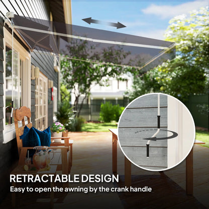 8' x 7' Retractable Awning, UV Water-Resistant Fabric, Dark Grey Patio Awnings at Gallery Canada
