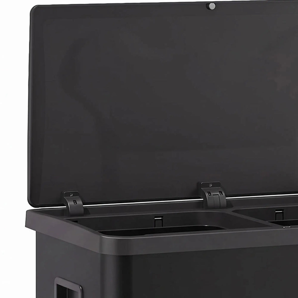 60L Touchless Trash Can, Dual Compartment, Stainless Steel, Black