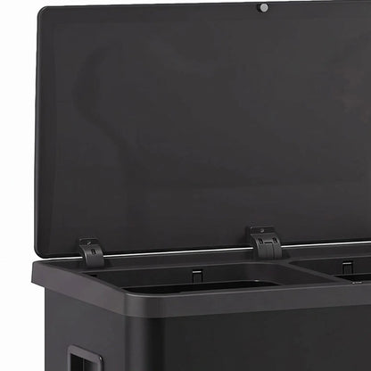 60L Touchless Trash Can, Dual Compartment, Stainless Steel, Black