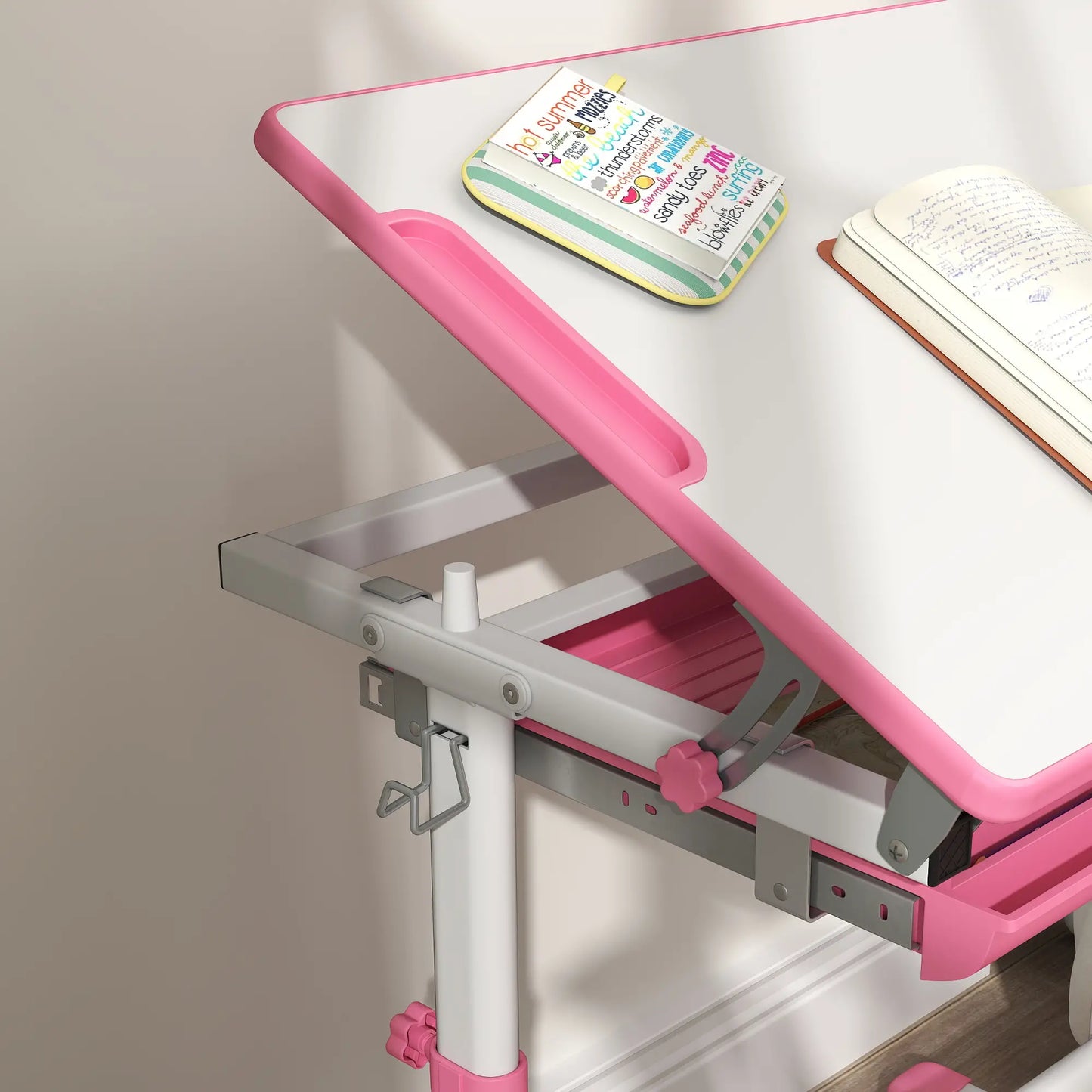Adjustable Study Table, Chair Set with Drawer, Pink Kids Desk Sets at Gallery Canada