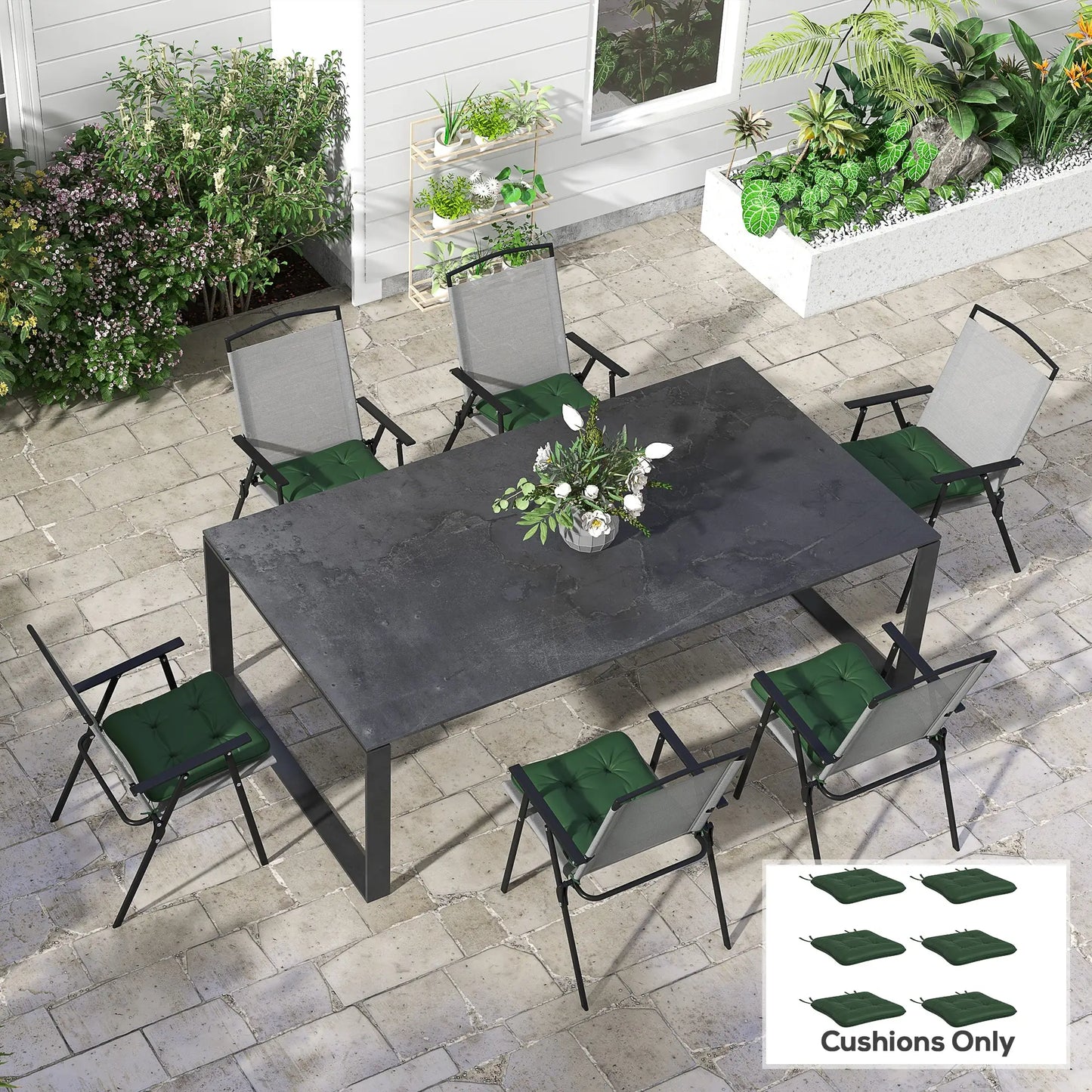 6-Piece Outdoor Patio Chair Cushion Set, Button Tufted, Dark Green Patio Chair Cushions at Gallery Canada