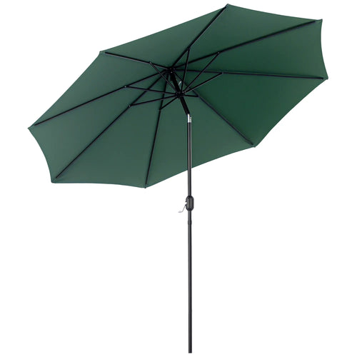 10' x 8' Round Market Umbrella, Crank Handle, Tilt, Green