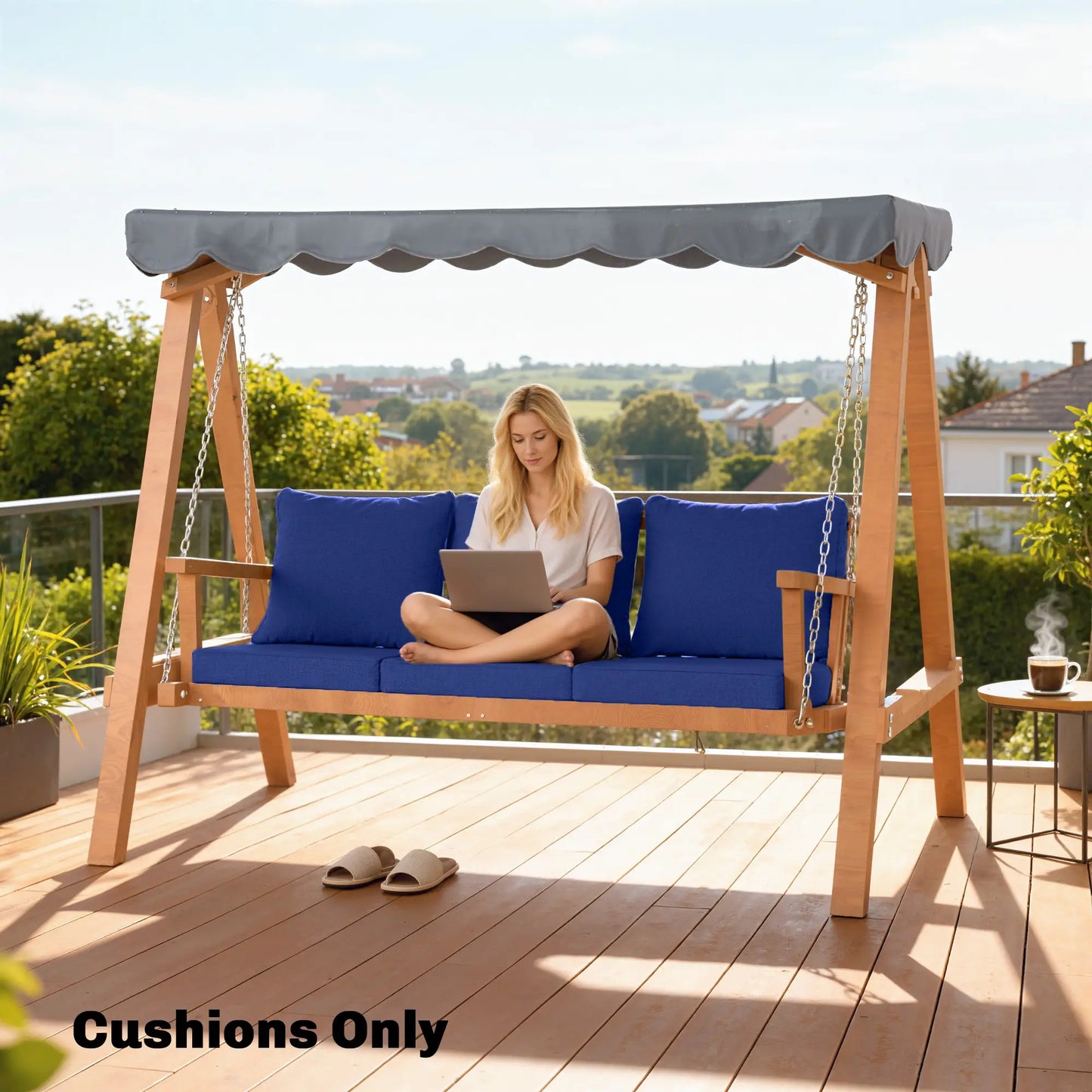 Outdoor Chair Cushions Set Of 4, 24" x 24", Navy Blue Patio Chair Cushions at Gallery Canada