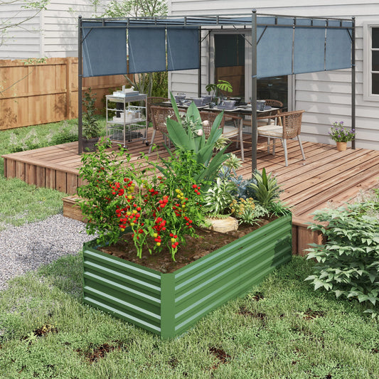 Galvanized Raised Garden Bed, Steel Planter, 71" x 35" x 23", Green Galvanized Planter Boxes Green at Gallery Canada