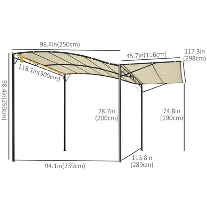 10x8ft Metal Gazebo, Extendable Awning, Outdoor Shelter, Cream White Pergolas at Gallery Canada