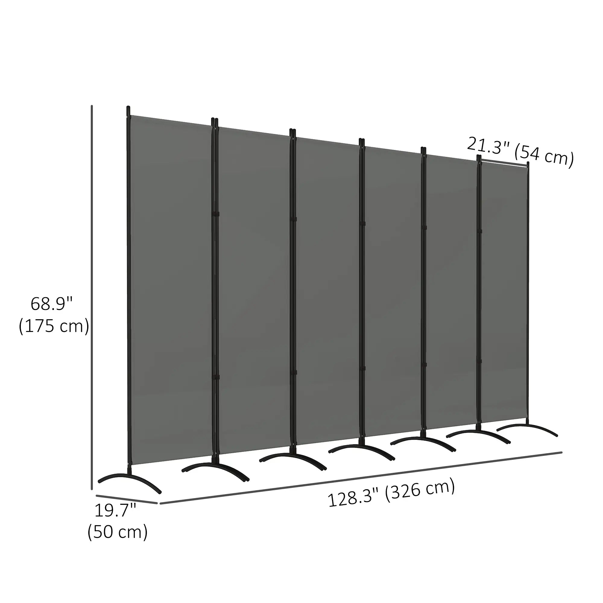 6 Panel Folding Room Divider, UV30+ Privacy Screen, Dark Grey Side Awnings at Gallery Canada