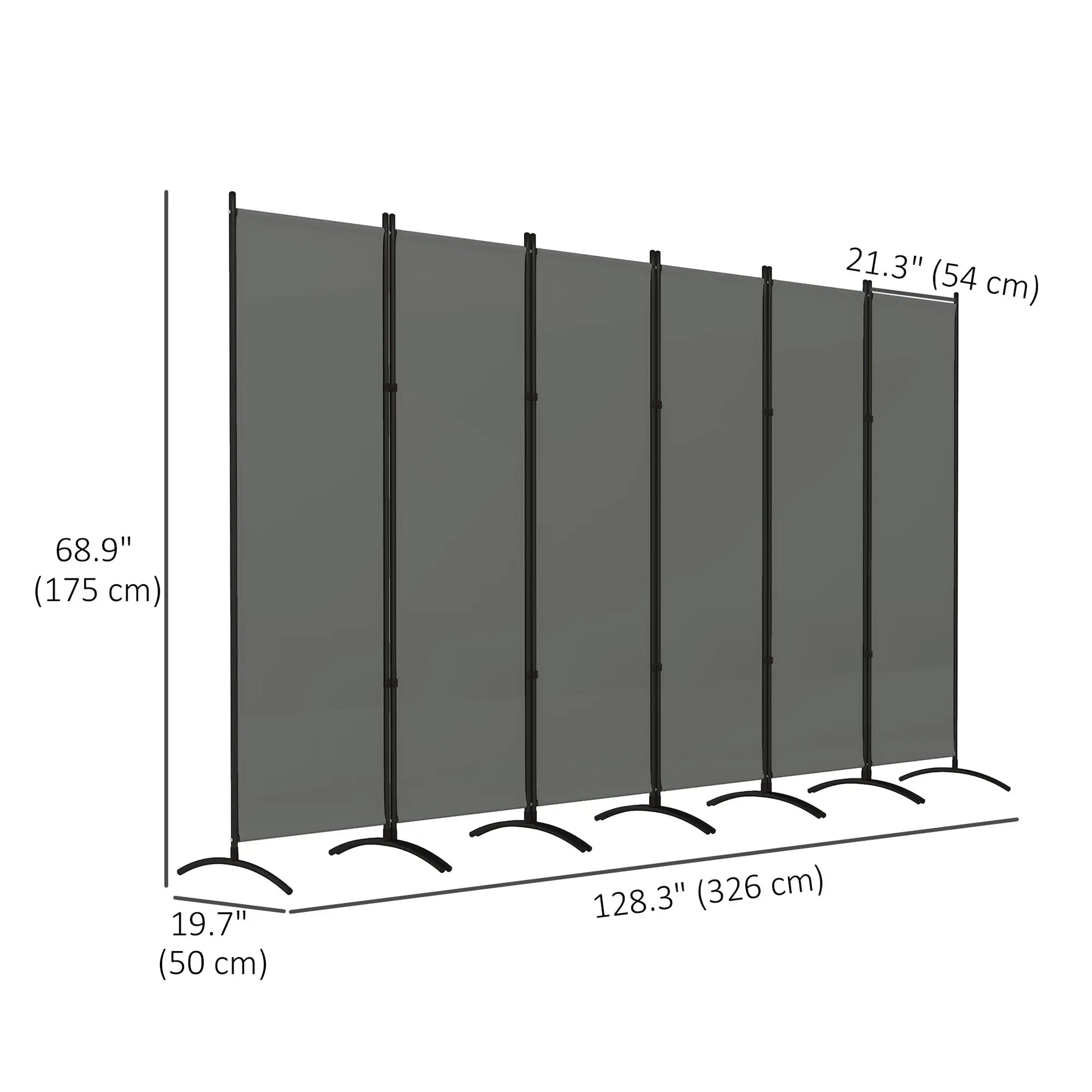 6 Panel Folding Room Divider, UV30+ Privacy Screen, Dark Grey Side Awnings at Gallery Canada