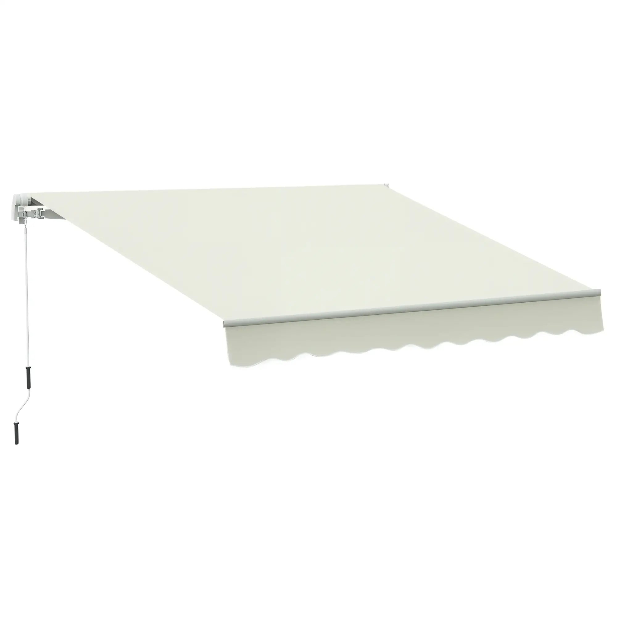10' x 8' Manual Retractable Awning, Sun Shade Canopy, Aluminum Frame, UV Protection, Cream White Deck Awnings Cream at Gallery Canada